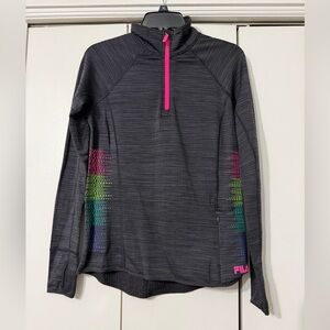 Performance Fila Running Sport Black and Pink Activewear Quarter Zip